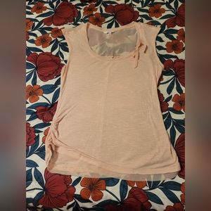 Candies soft pink tee with sheer details and bow size L